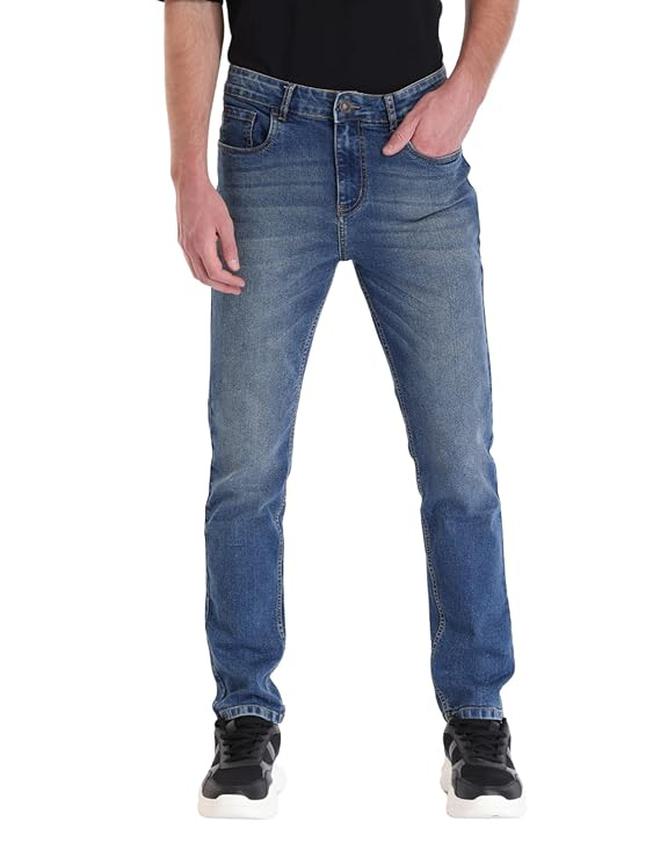 inkd Men's Regular Fit Jeans - Mid-Rise | Cotton Blend | Stretchable Fabric | Classic 5 Pocket Styling - Image 1
